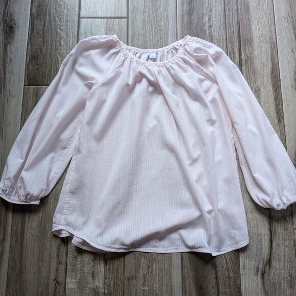 Old Navy Pink Striped Peasant Blouse Long Sleeve Size M - Picture 1 of 7